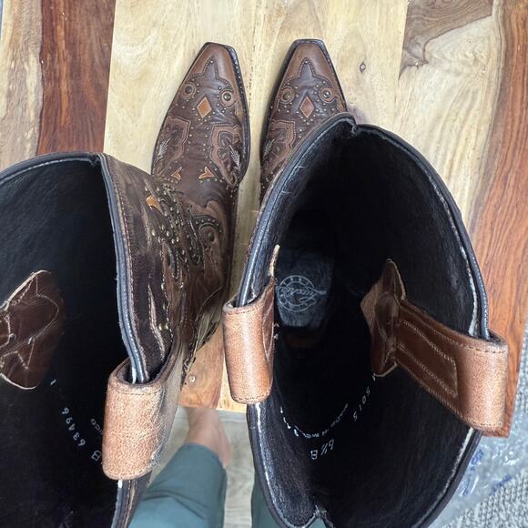 Lucchese M5015 Women’s Fiona Scarlette Cafe Brown Calf Stud Cowboy Western boots - Picture 7 of 13